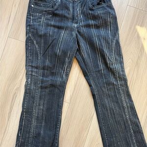 Crest Jeans Womens 17/18 Black Stripe High Rise Wide Leg Stretch Denim Goth Emo